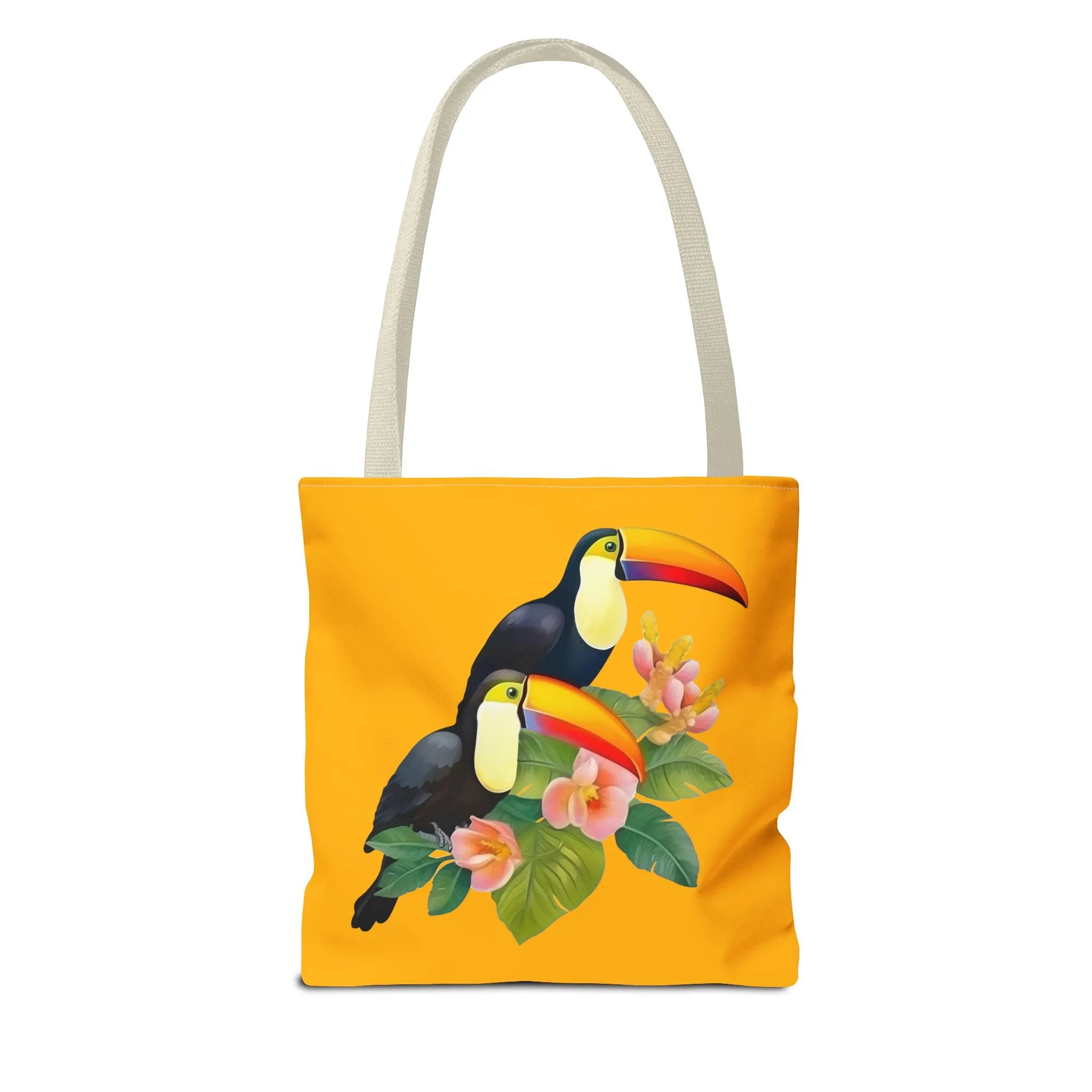 Toucan Go Anywhere! Gold Tote Bag - Take the Tropics with You, Anywhere You Go! Available in 3 sizes.