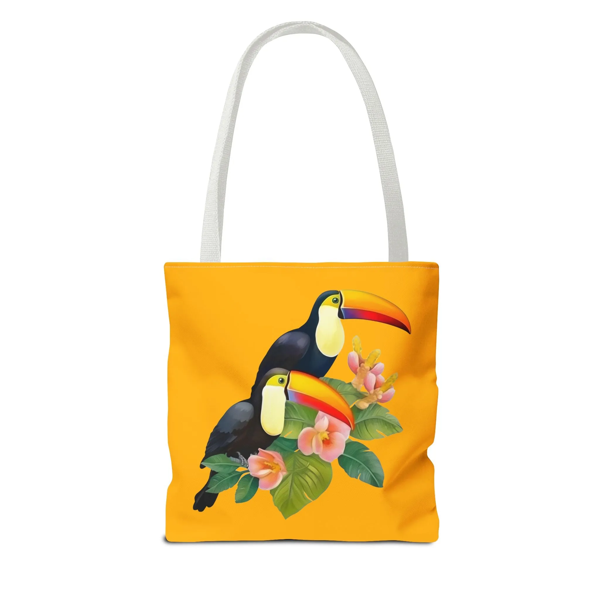 Toucan Go Anywhere! Gold Tote Bag - Take the Tropics with You, Anywhere You Go! Available in 3 sizes.