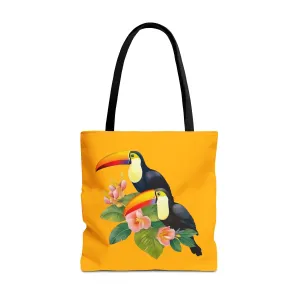 Toucan Go Anywhere! Gold Tote Bag - Take the Tropics with You, Anywhere You Go! Available in 3 sizes.