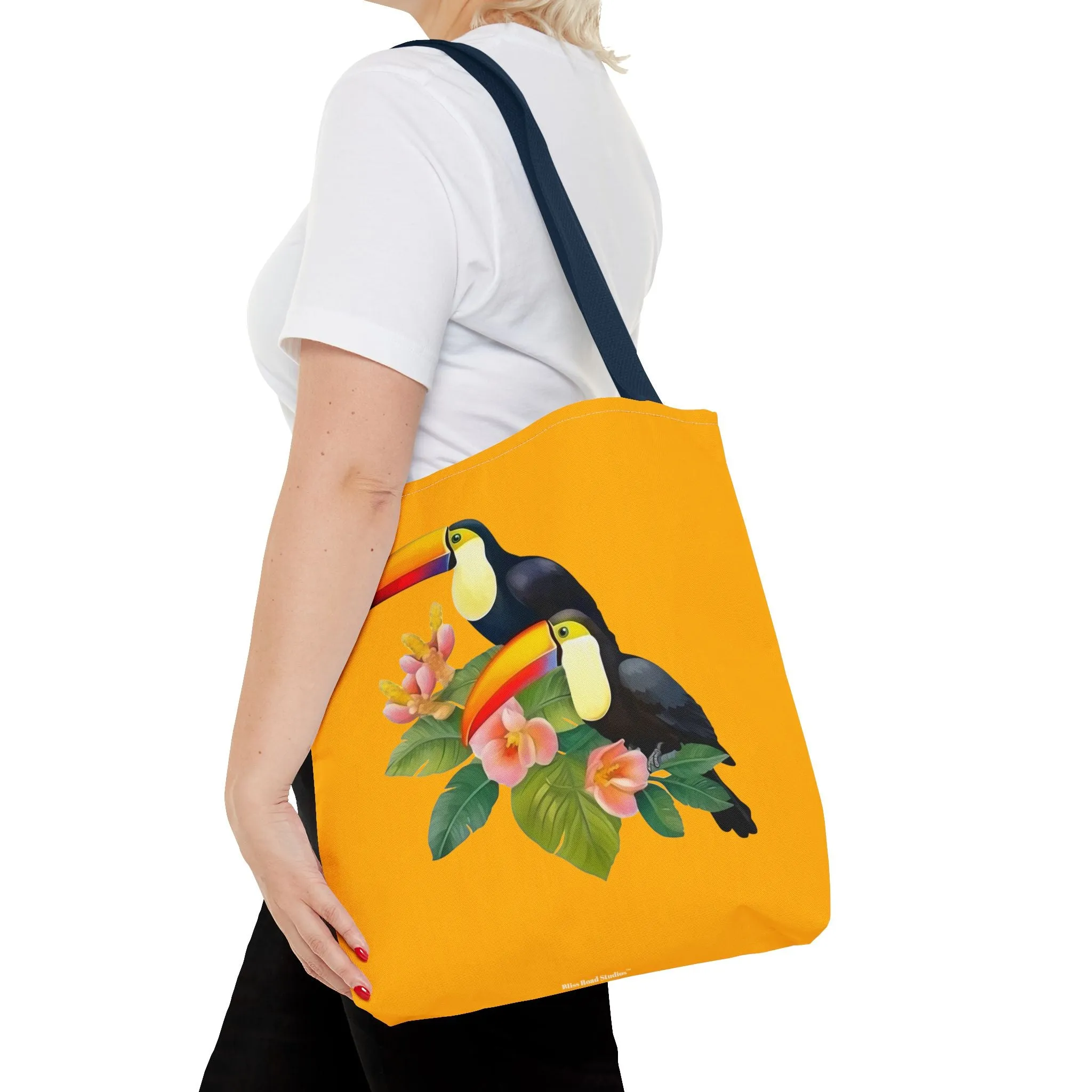 Toucan Go Anywhere! Gold Tote Bag - Take the Tropics with You, Anywhere You Go! Available in 3 sizes.