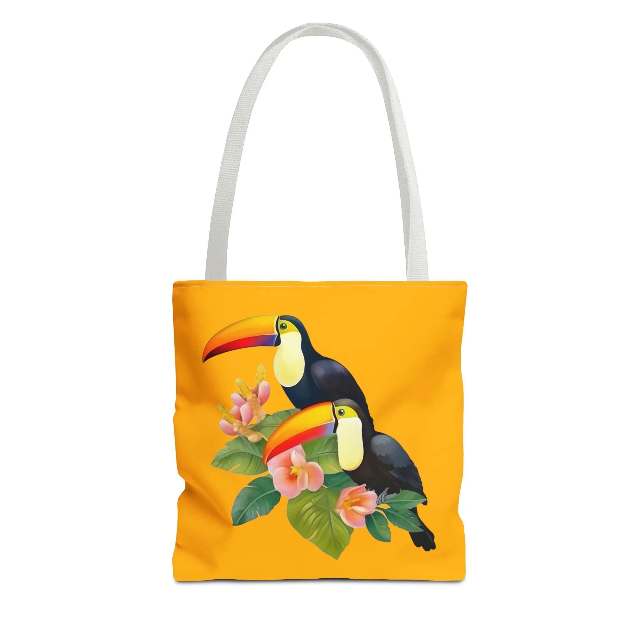 Toucan Go Anywhere! Gold Tote Bag - Take the Tropics with You, Anywhere You Go! Available in 3 sizes.