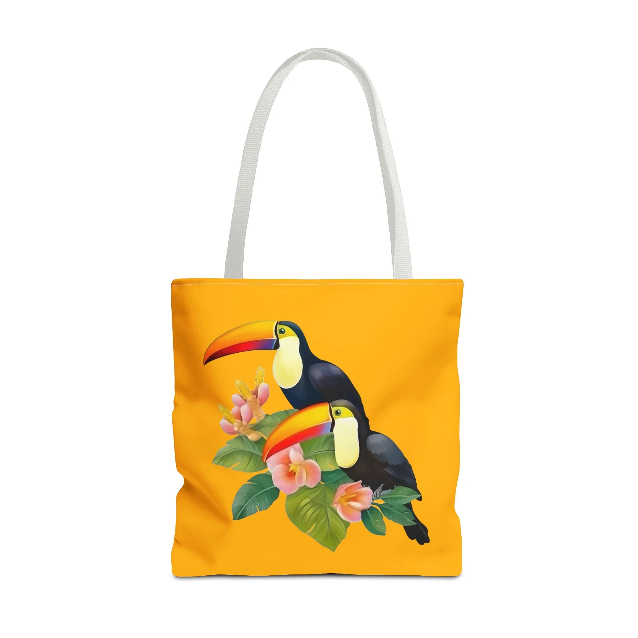 Toucan Go Anywhere! Gold Tote Bag - Take the Tropics with You, Anywhere You Go! Available in 3 sizes.
