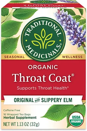 Traditional Medicinals Organic Throat Coat with Slippery Elm (16 Tea Bags)