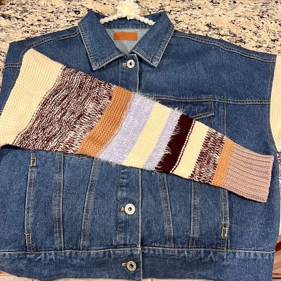Umgee DenimSweater Sleeve Jacket