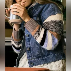 Umgee DenimSweater Sleeve Jacket