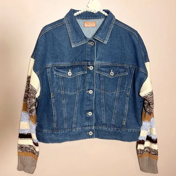Umgee DenimSweater Sleeve Jacket