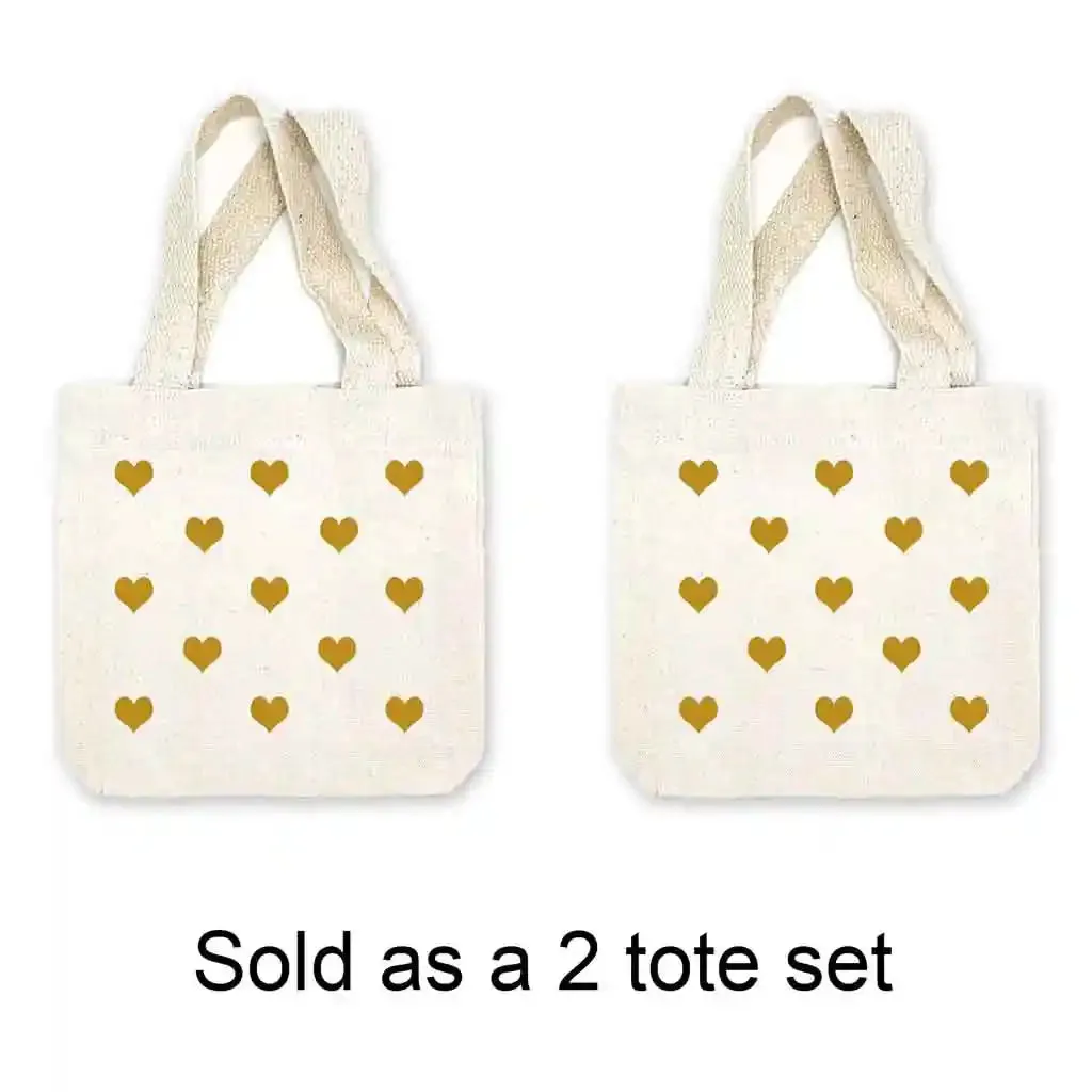 Valentine's All Over Hearts Mini Tote Bags - Sold as set of 2