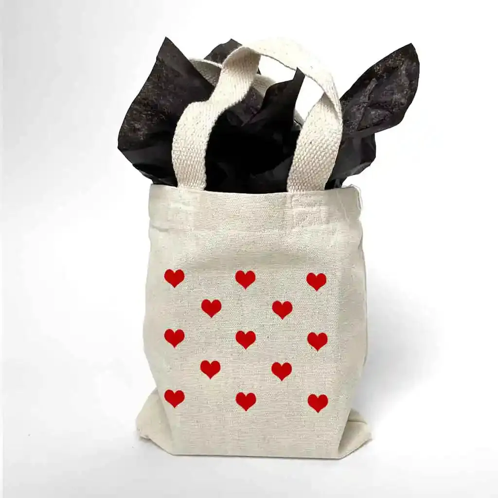 Valentine's All Over Hearts Mini Tote Bags - Sold as set of 2