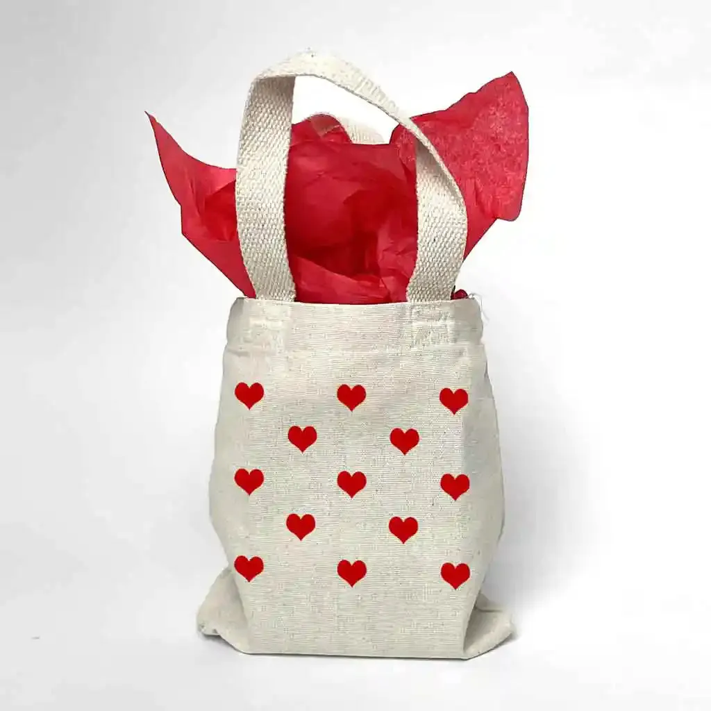 Valentine's All Over Hearts Mini Tote Bags - Sold as set of 2