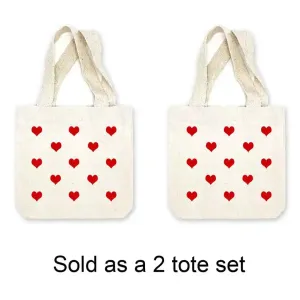 Valentine's All Over Hearts Mini Tote Bags - Sold as set of 2
