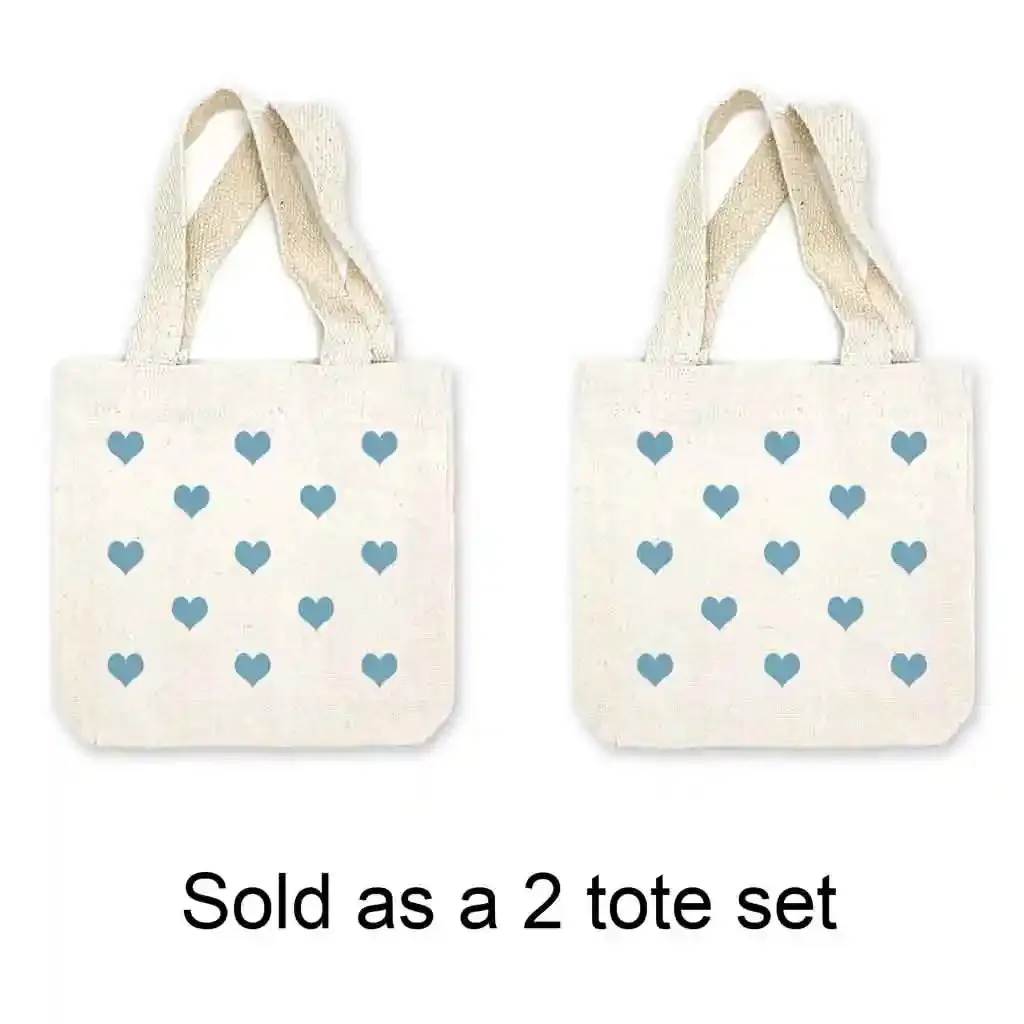 Valentine's All Over Hearts Mini Tote Bags - Sold as set of 2