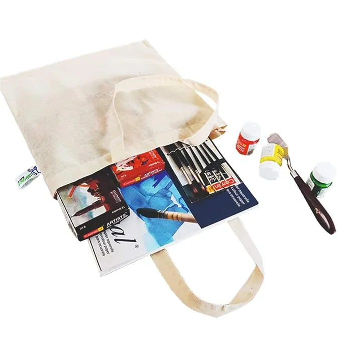 VantageKart Natural  Cotton Plain Tote Shopping Bags