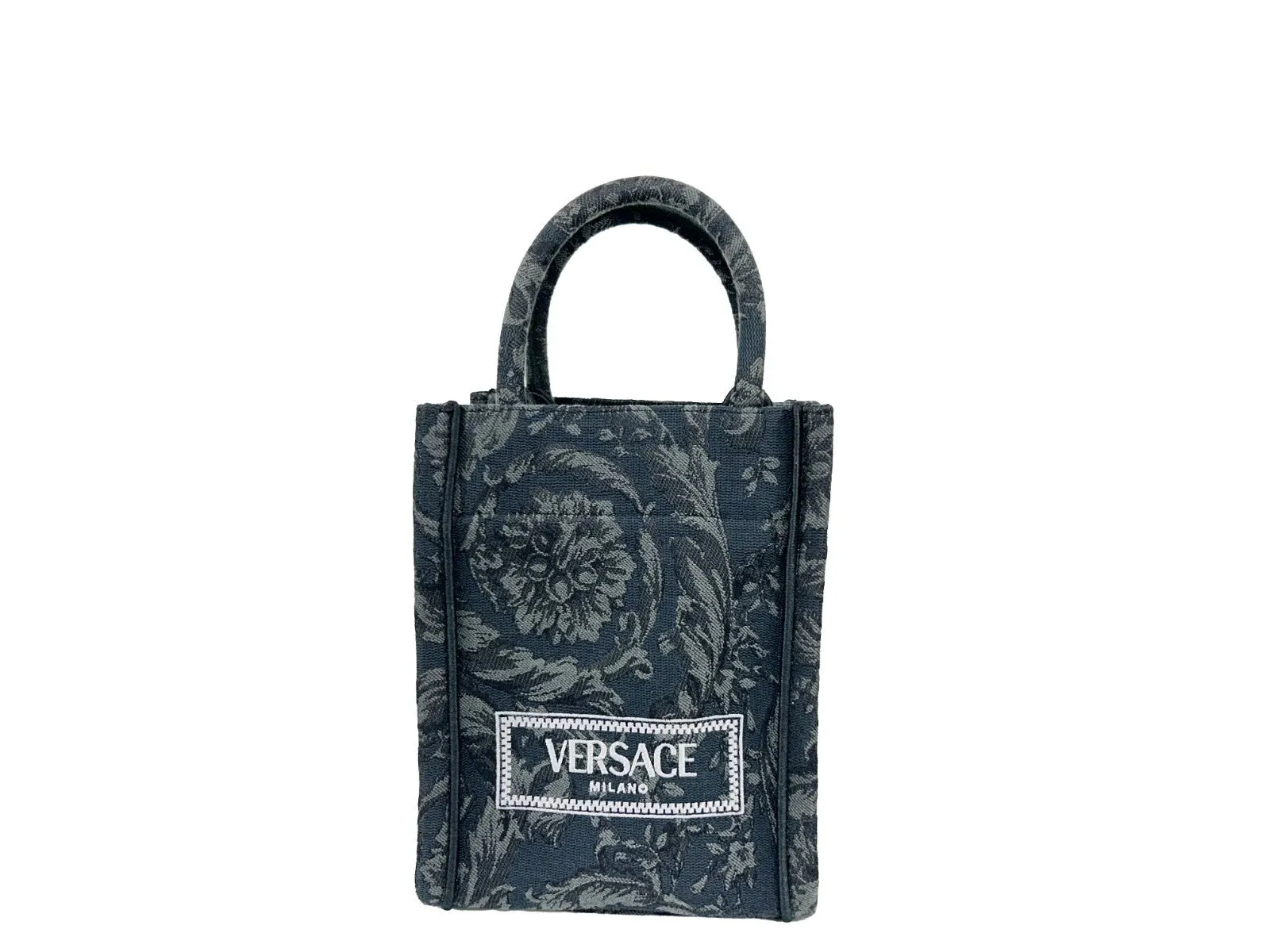 Versace Black Athena Barocco Mini Top Handle Tote Crossbody Bag