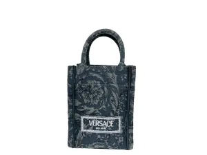 Versace Black Athena Barocco Mini Top Handle Tote Crossbody Bag