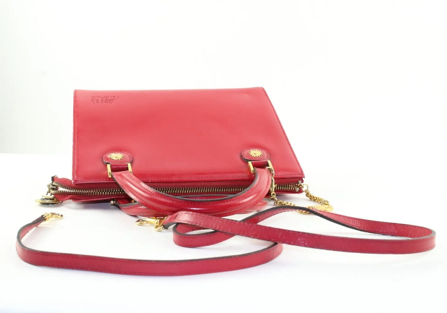 Versace Red Leather Charm Tote 5VER1214K