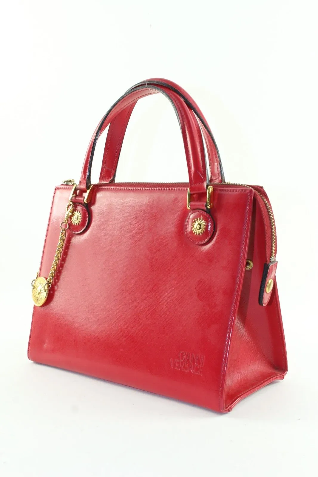 Versace Red Leather Charm Tote 5VER1214K