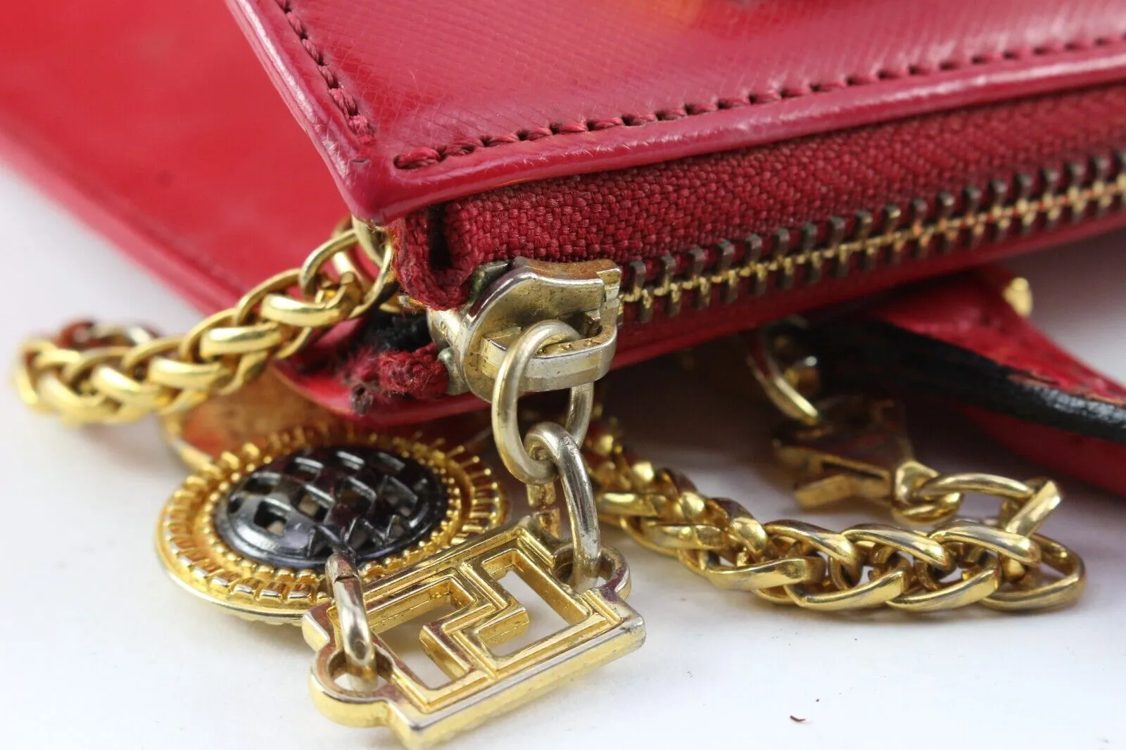 Versace Red Leather Charm Tote 5VER1214K