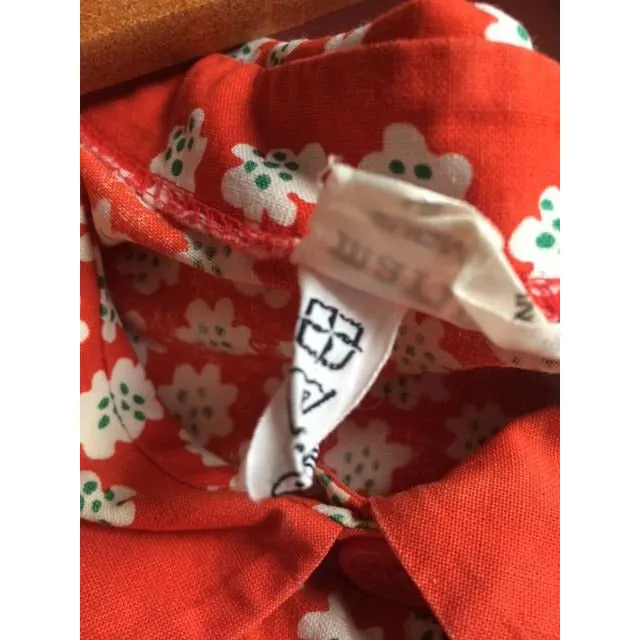 Vintage 1960s RARE Marimekko Puketti Dress Orange Print Original not Made  S M