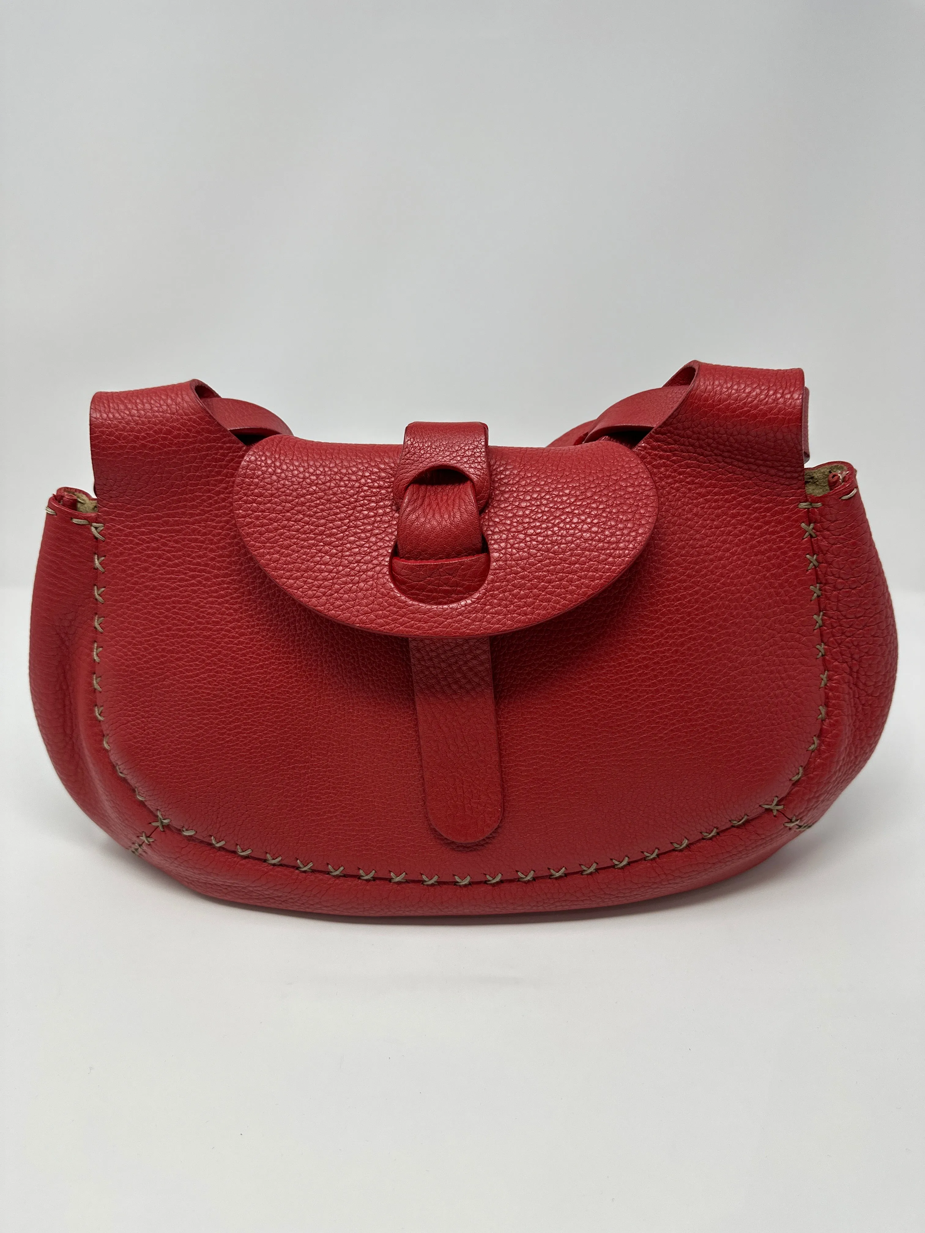Vintage: Fendi Red Pebbled Leather with White Stitching
