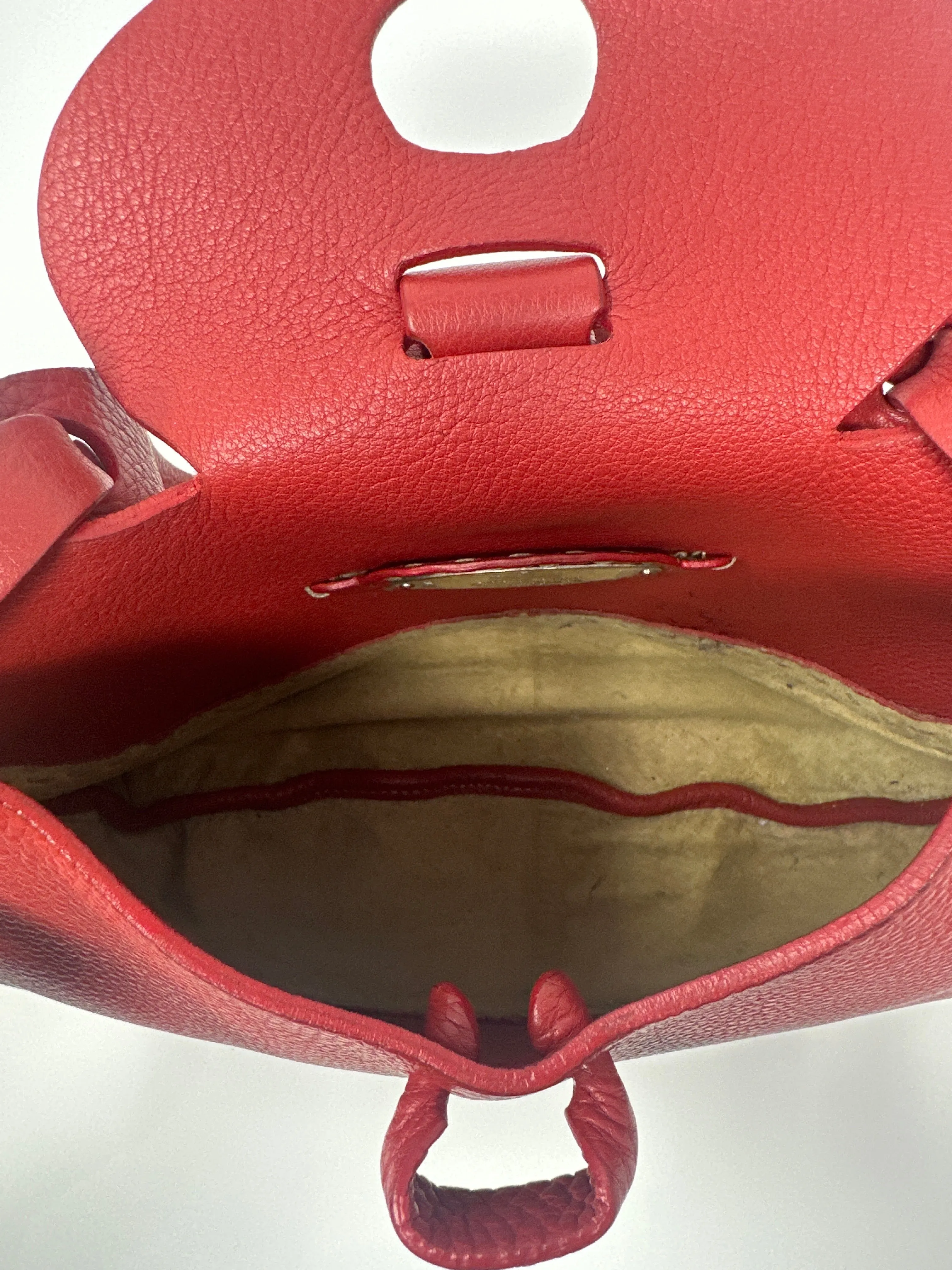 Vintage: Fendi Red Pebbled Leather with White Stitching
