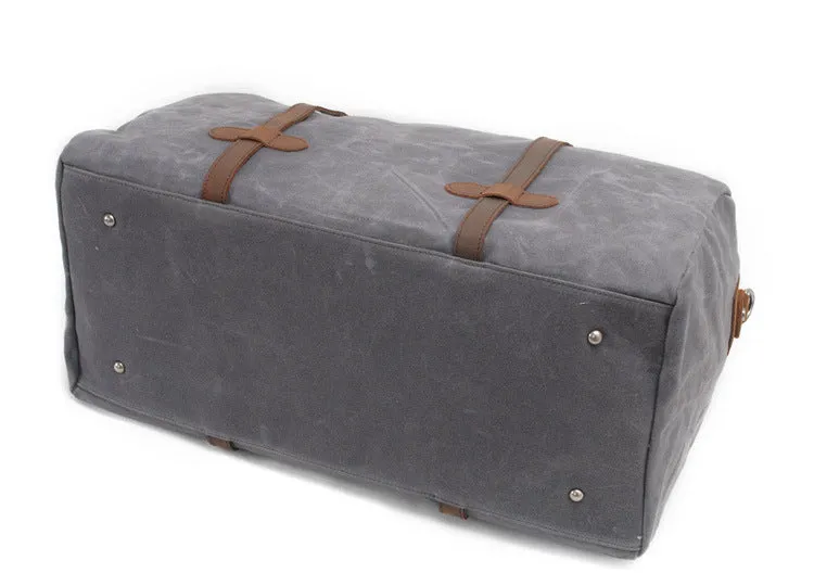 Vintage Style Duffle Bag - Waxed Canvas & Leather