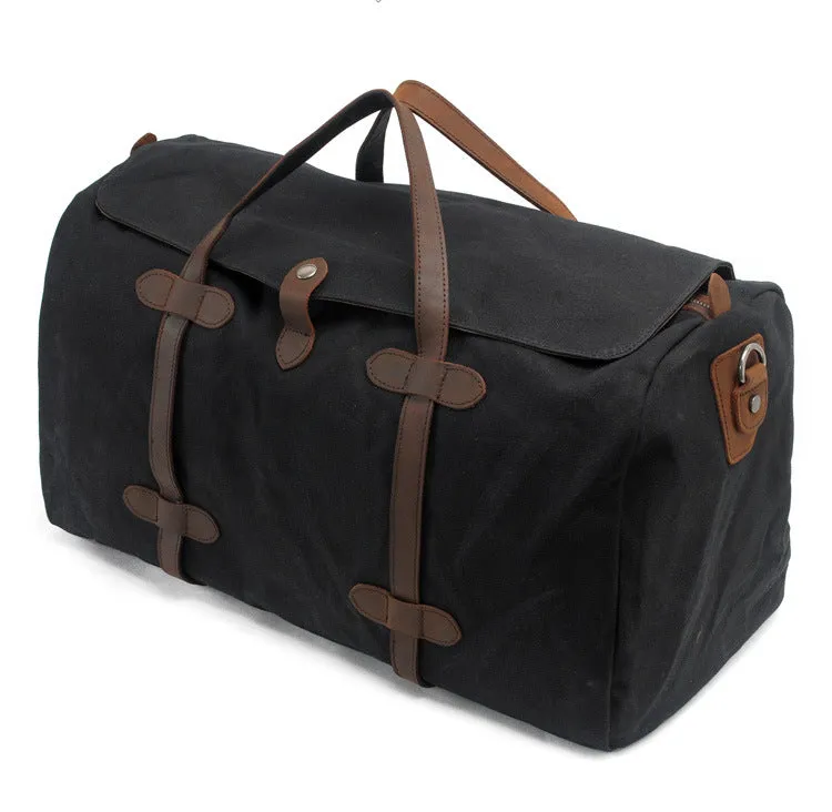 Vintage Style Duffle Bag - Waxed Canvas & Leather