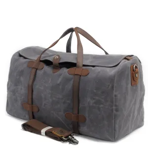 Vintage Style Duffle Bag - Waxed Canvas & Leather