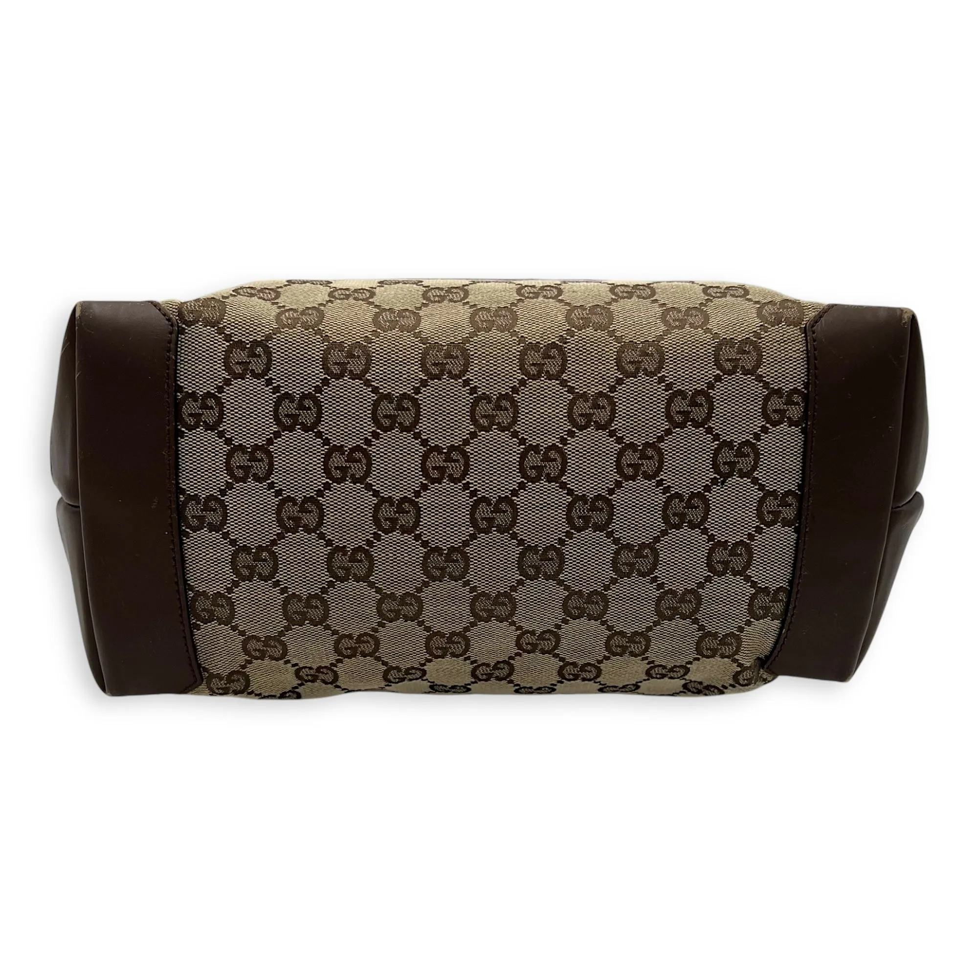 Vintage Tote Bag Brown in Coated Canvas, Silver hardware