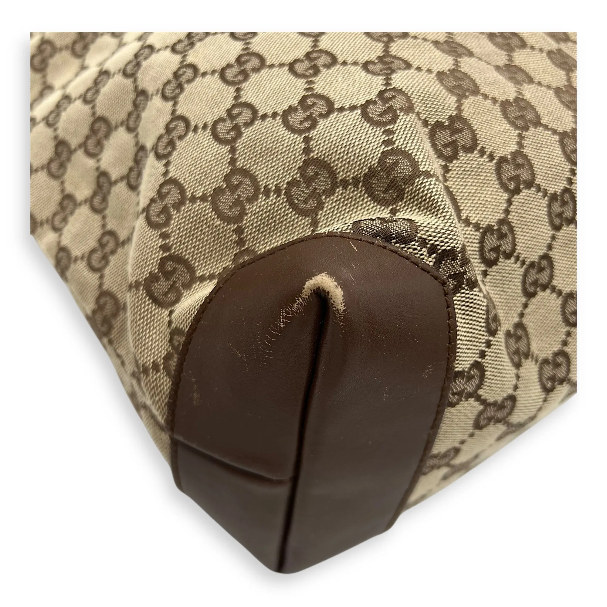 Vintage Tote Bag Brown in Coated Canvas, Silver hardware