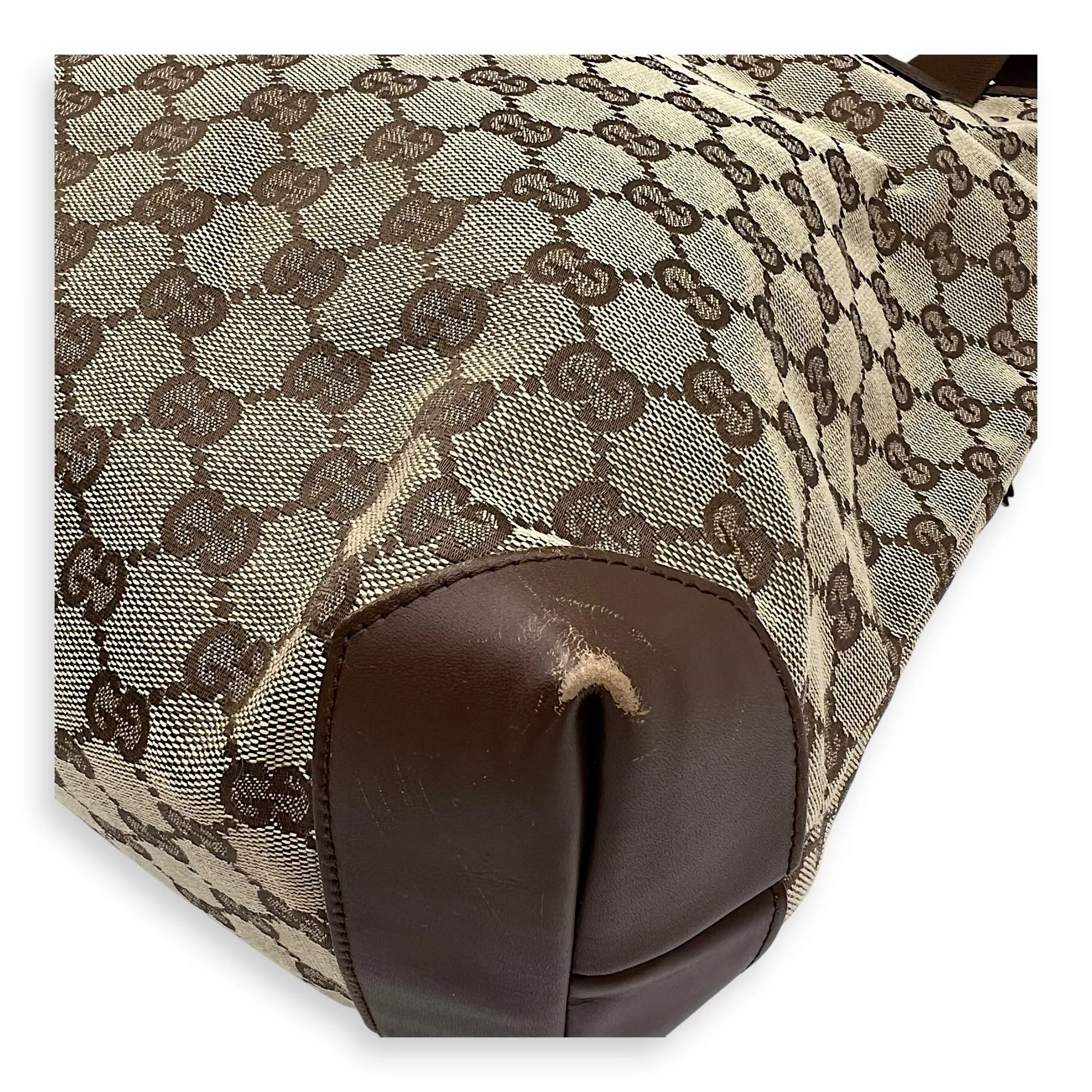 Vintage Tote Bag Brown in Coated Canvas, Silver hardware