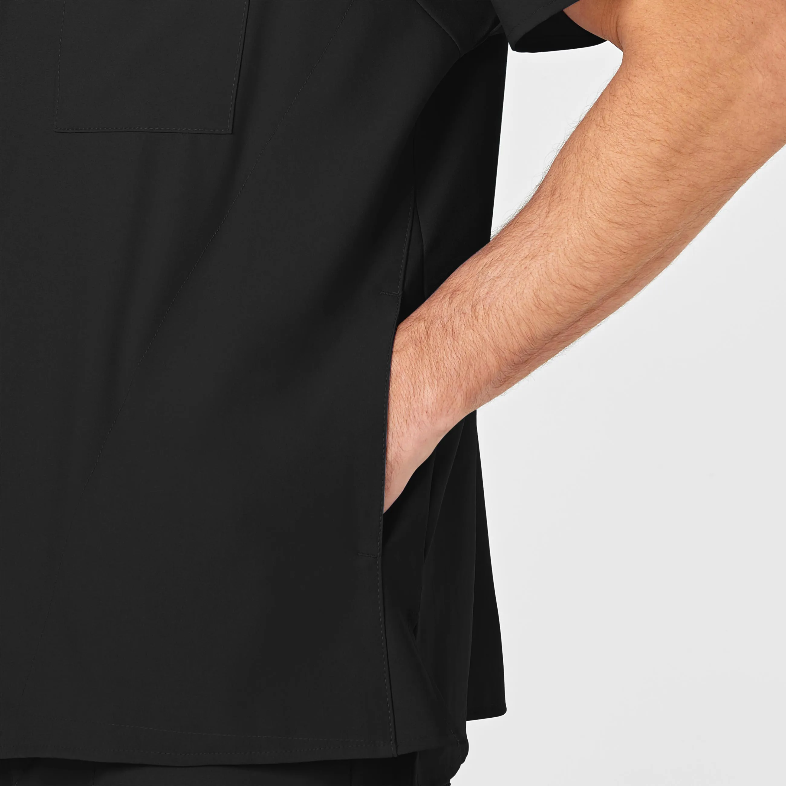 W123 6355 Men's V-Neck Scrub Top Black
