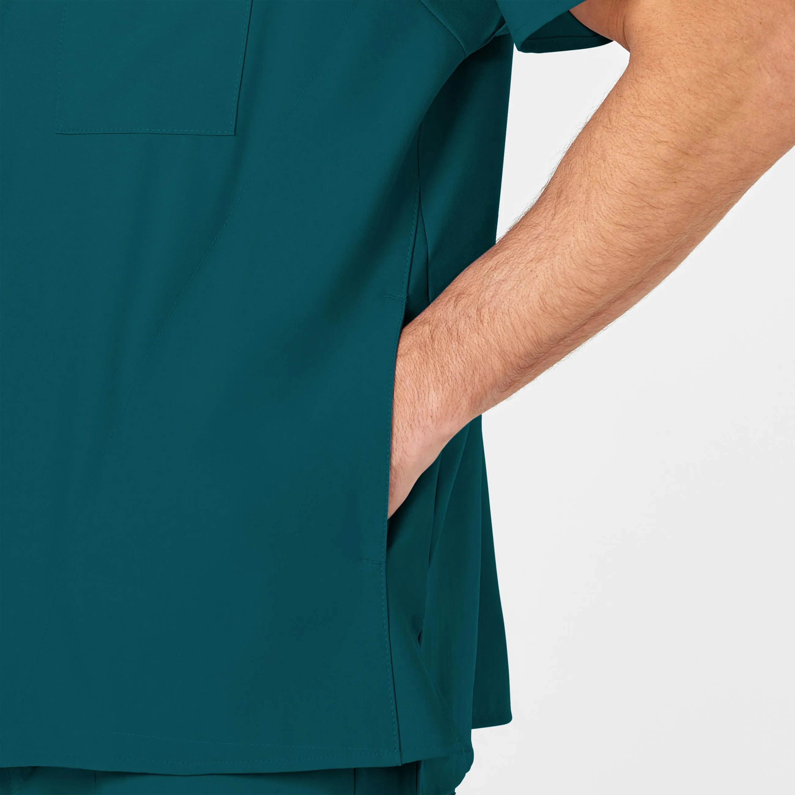W123 6355 Men's V-Neck Scrub Top Caribbean Blue