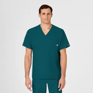 W123 6355 Men's V-Neck Scrub Top Caribbean Blue