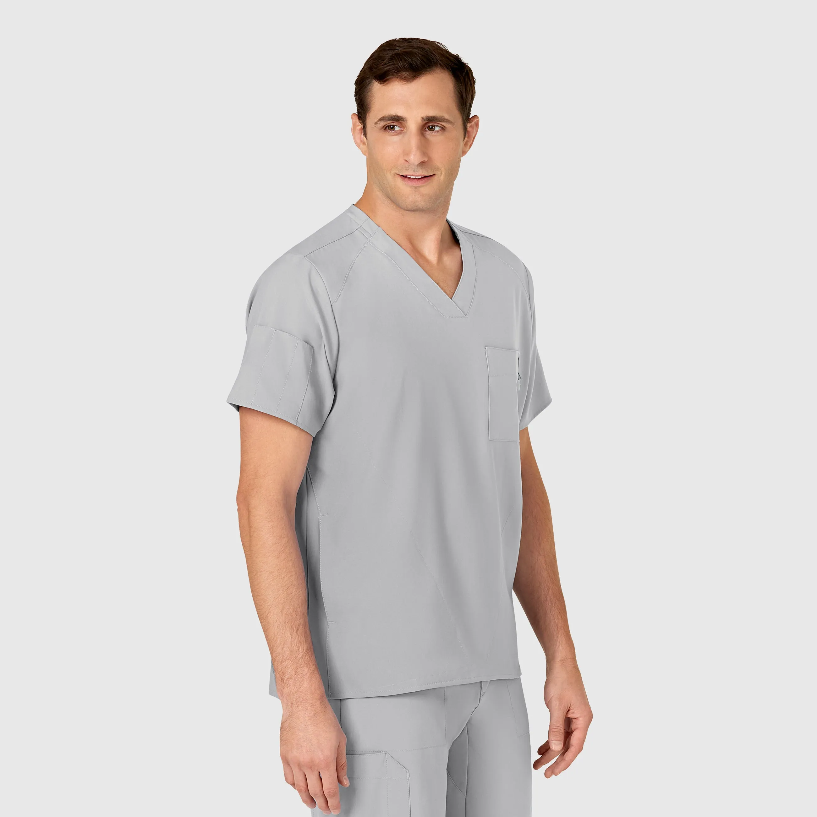 W123 6355 Men's V-Neck Scrub Top Grey