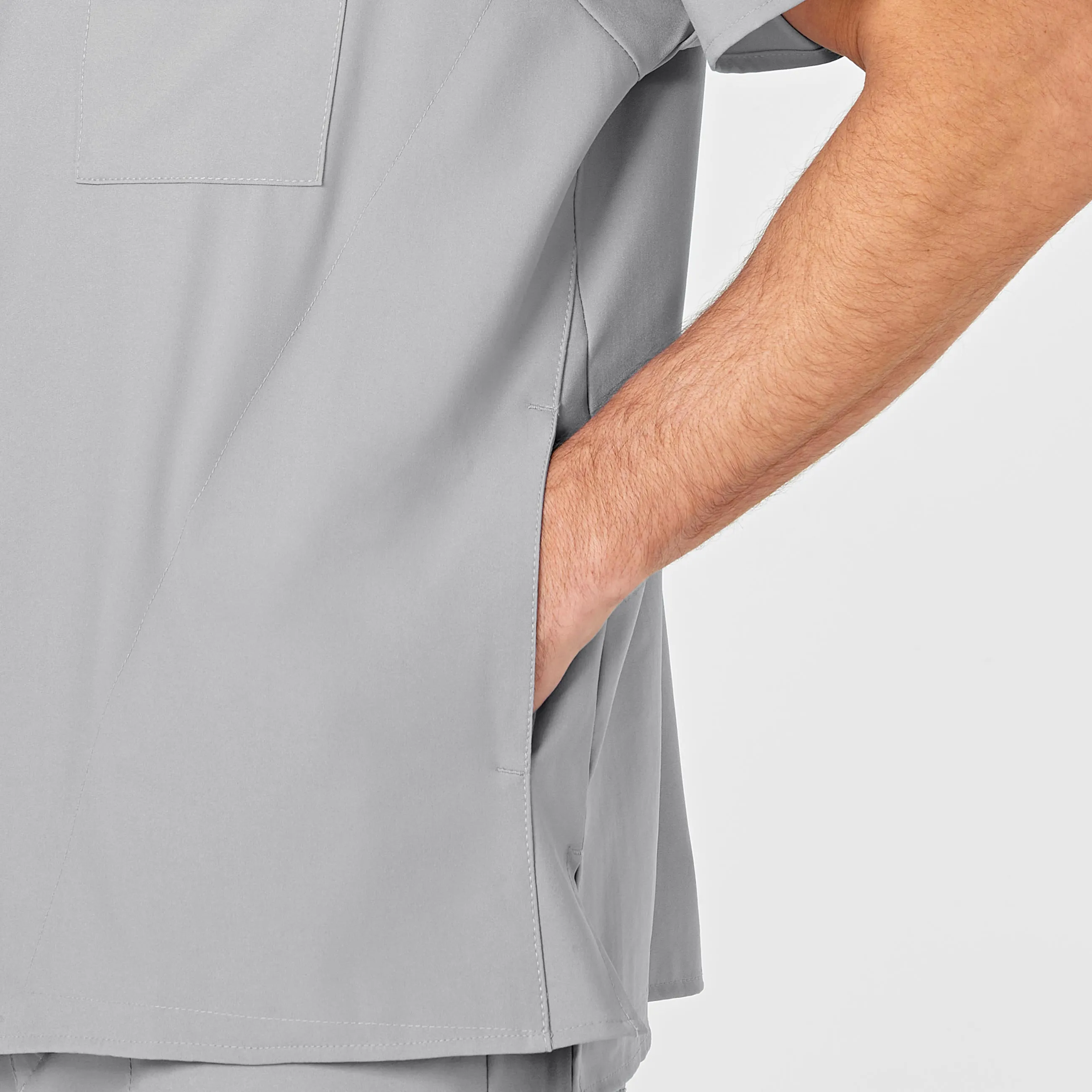 W123 6355 Men's V-Neck Scrub Top Grey