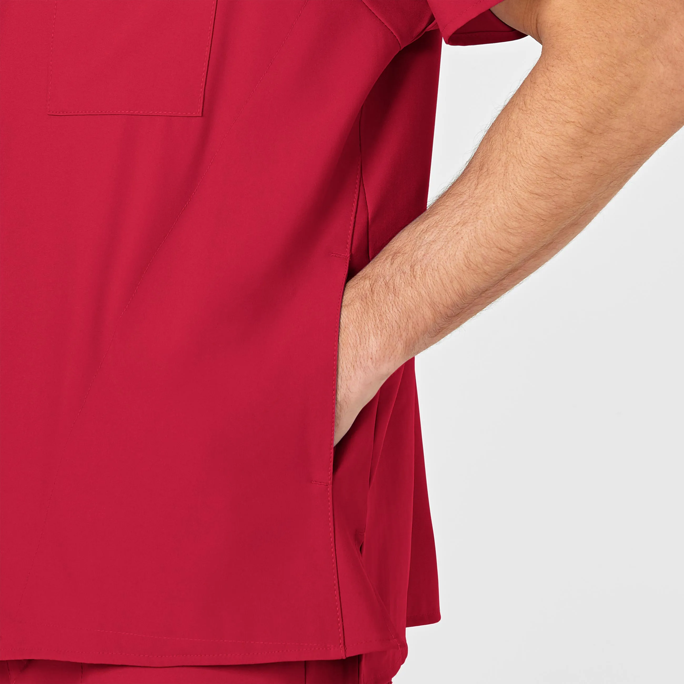 W123 6355 Men's V-Neck Scrub Top Red
