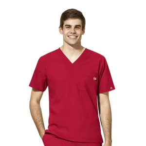 W123 6355 Men's V-Neck Scrub Top Red