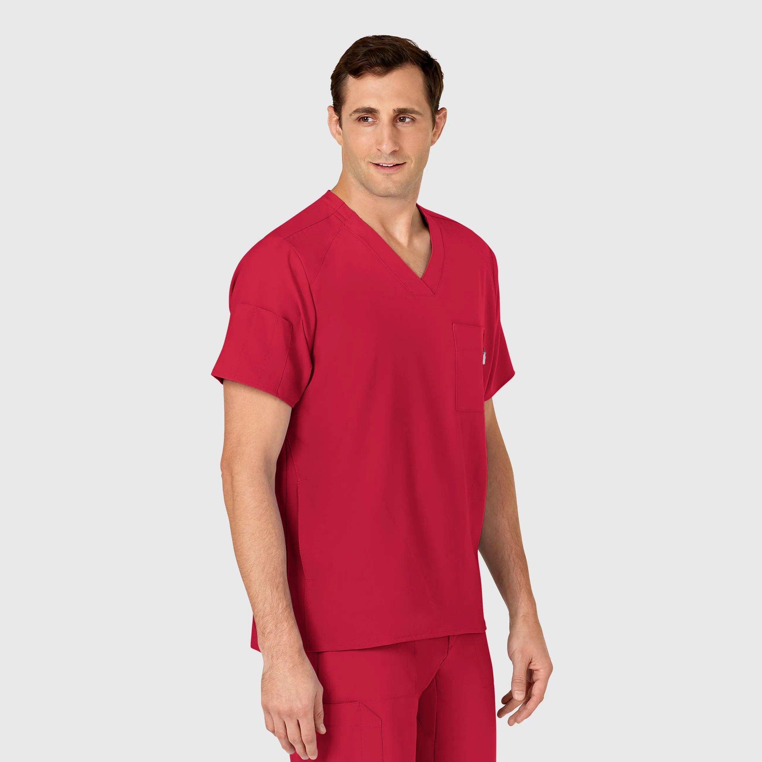 W123 6355 Men's V-Neck Scrub Top Red