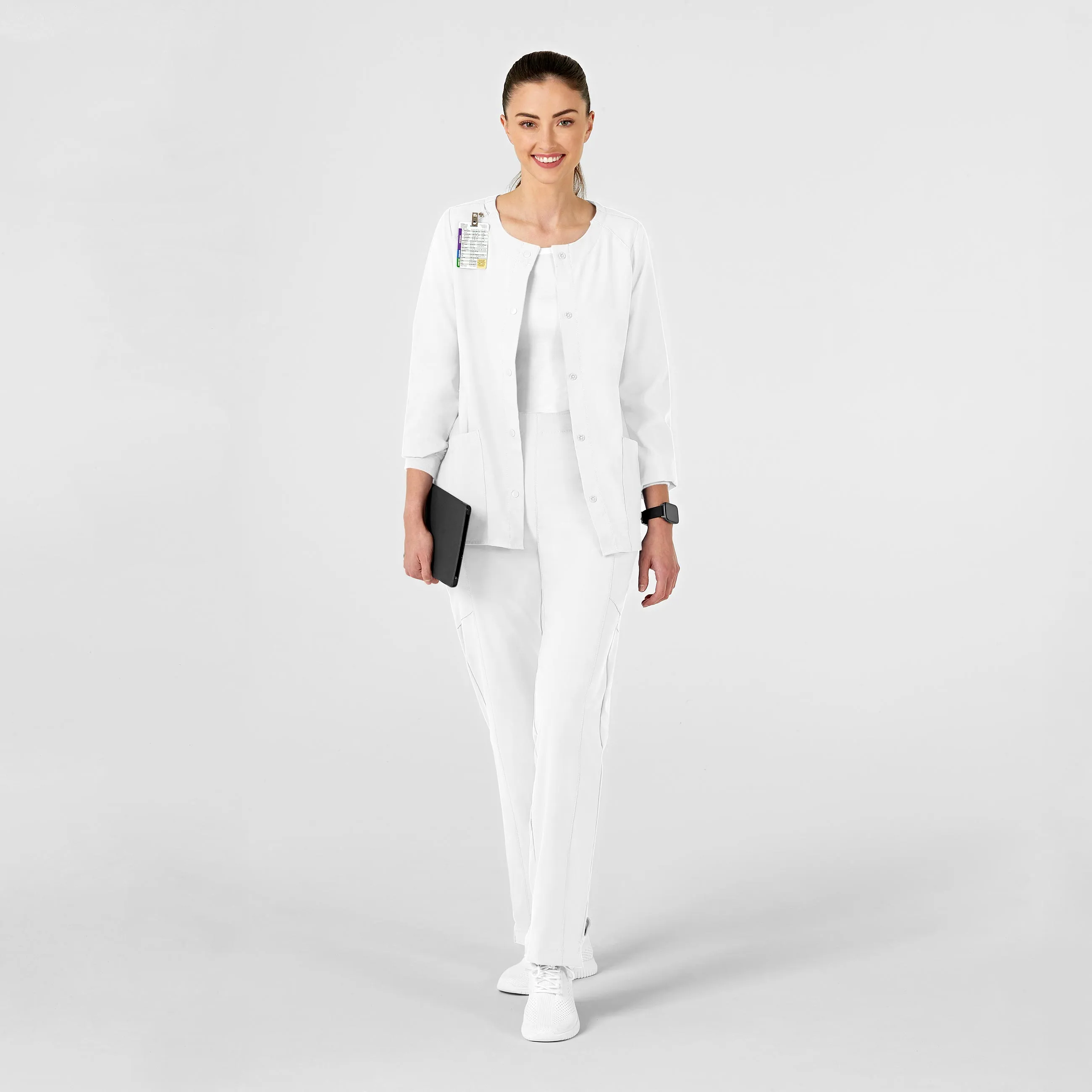 W123 8155 Crew Neck Warm Up Jacket White