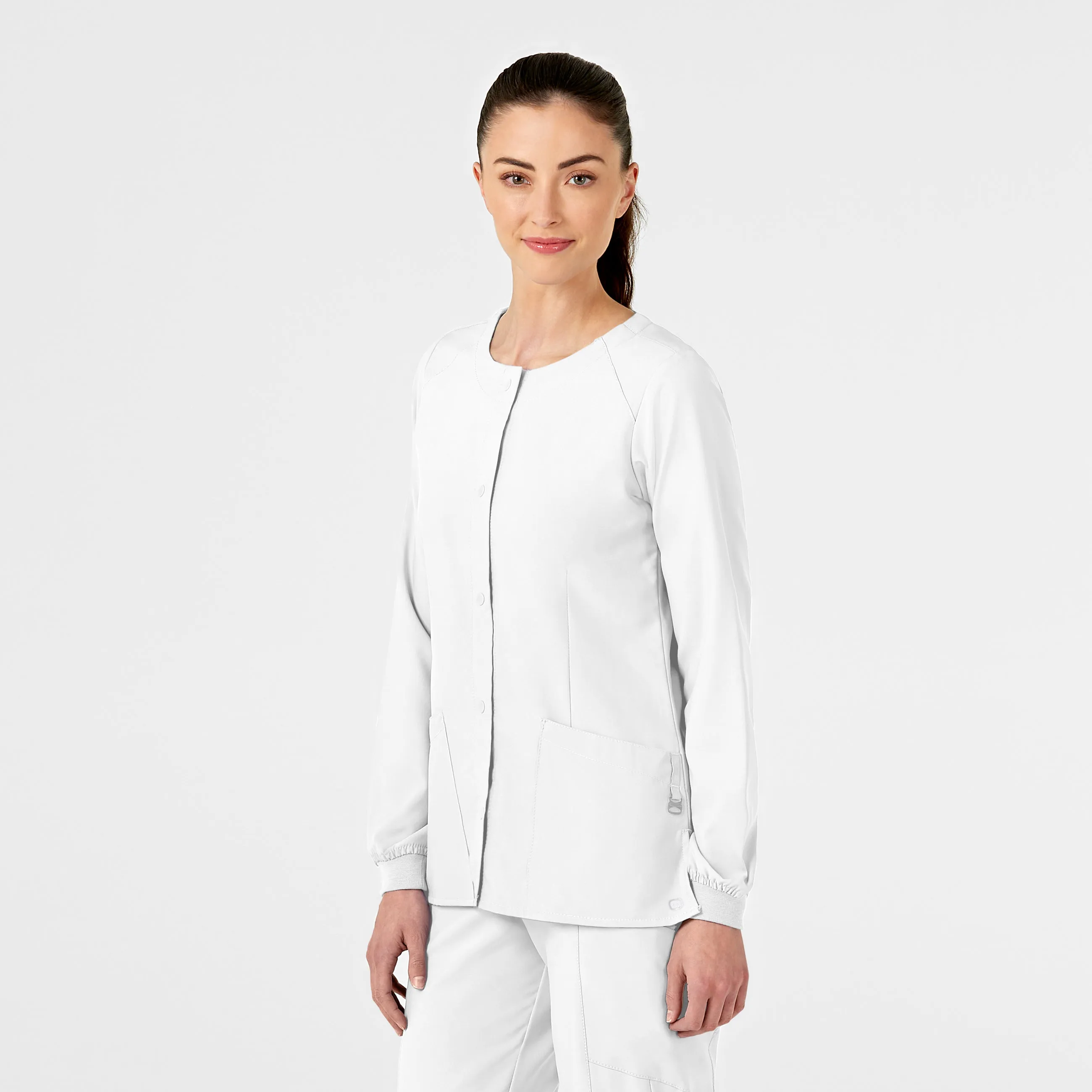 W123 8155 Crew Neck Warm Up Jacket White