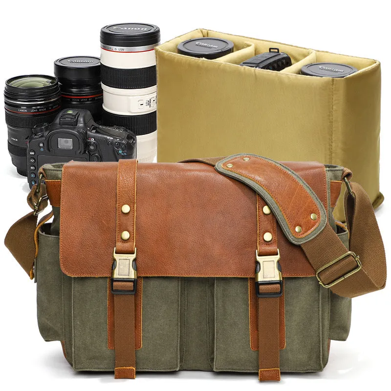 Waterproof Canvas Camera Bag Shoulder Bag Case SLR/DSLR Camera Bags Canvas And Leather Camera Bags