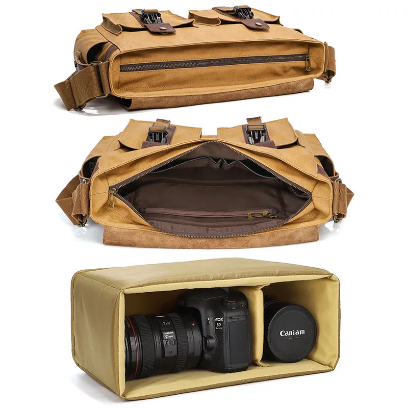 Waterproof Canvas Camera Bag Shoulder Bag Case SLR/DSLR Camera Bags Canvas And Leather Camera Bags