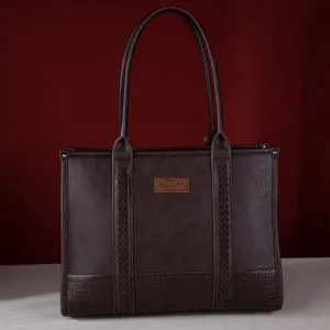 WG102G-8119  Wrangler Croc Print Concealed Carry Wide Tote - Coffee