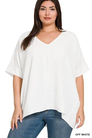 White Dolman Sleeve Blouse 1X-3X *