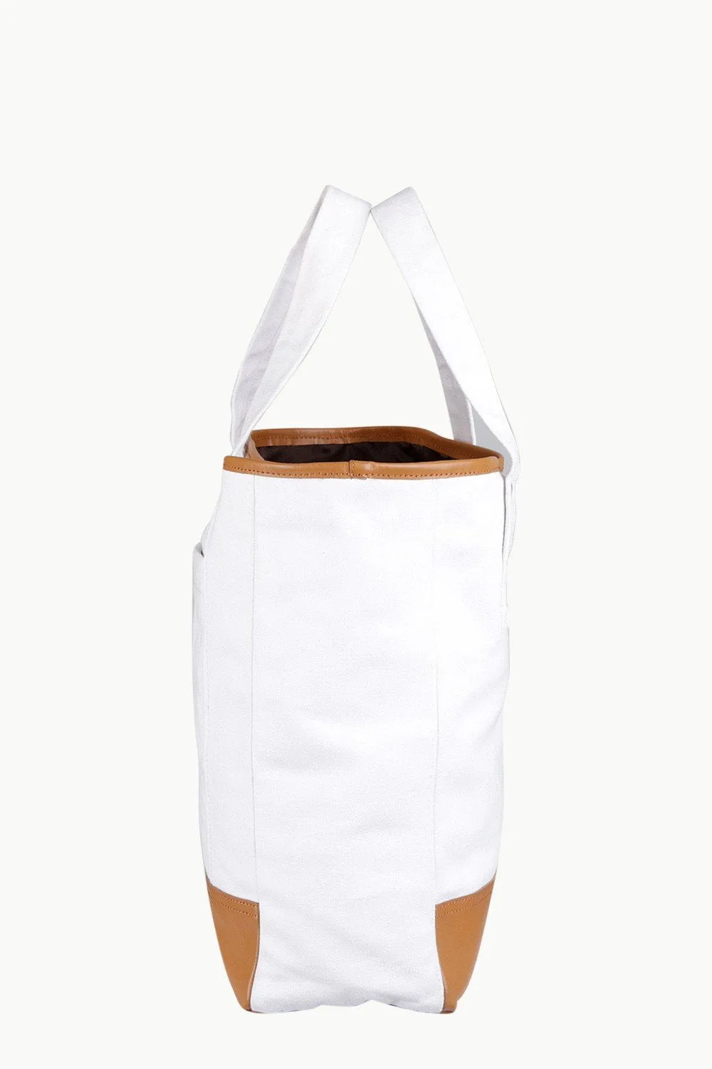 White Twill Faux Detail Tote Bag
