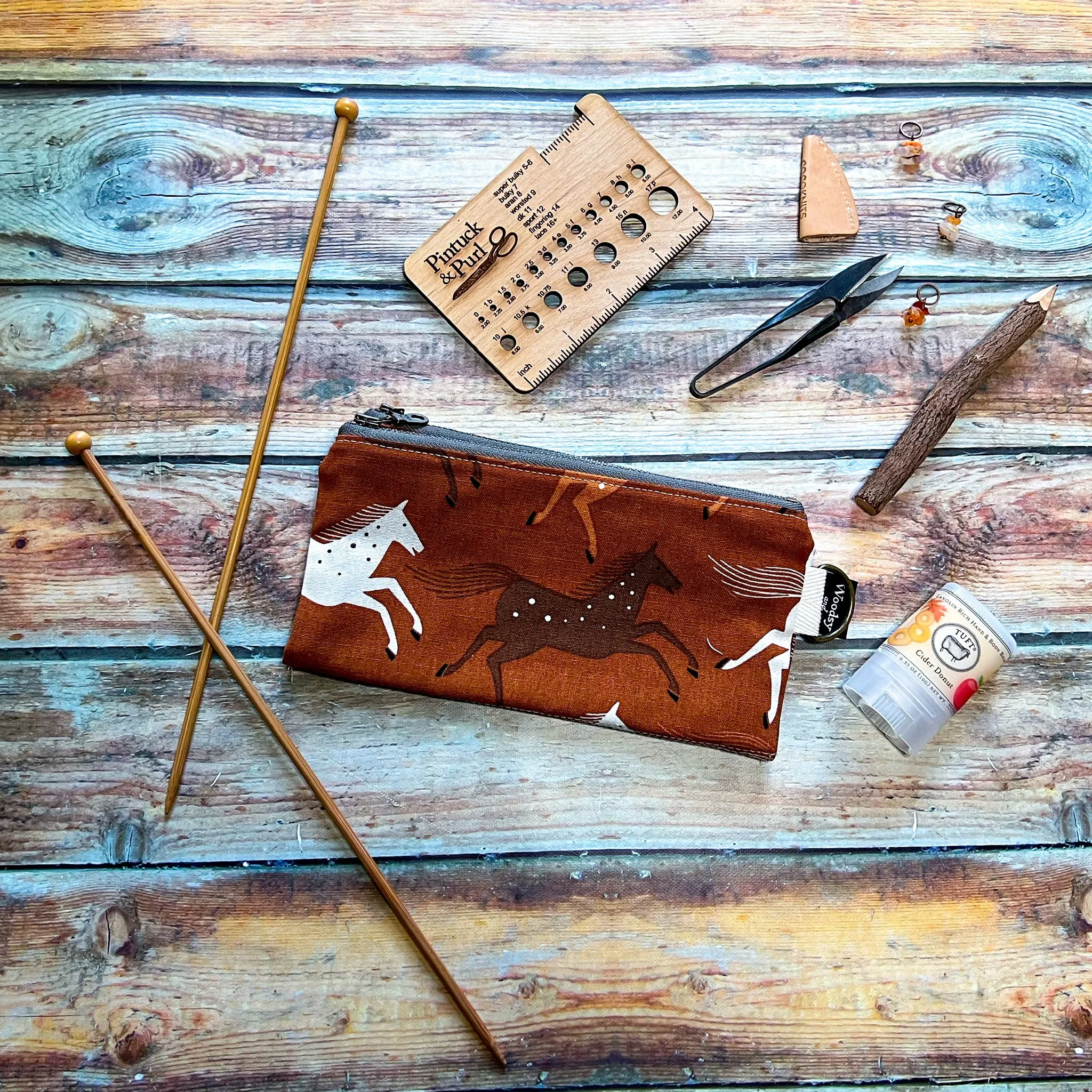 *Wild Horses- Gold*- Signature Zippered Knitting Project Bag