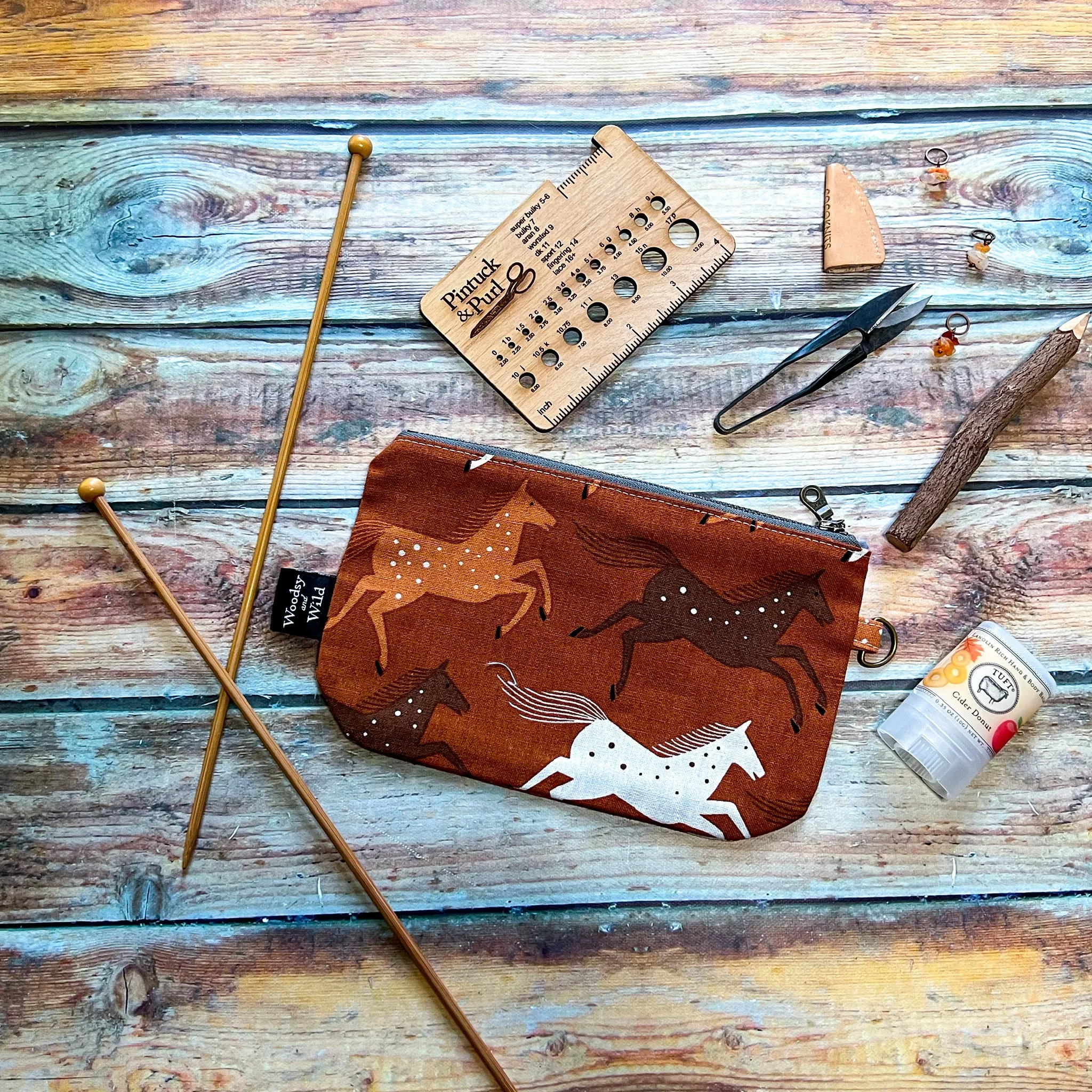 *Wild Horses- Gold*- Signature Zippered Knitting Project Bag