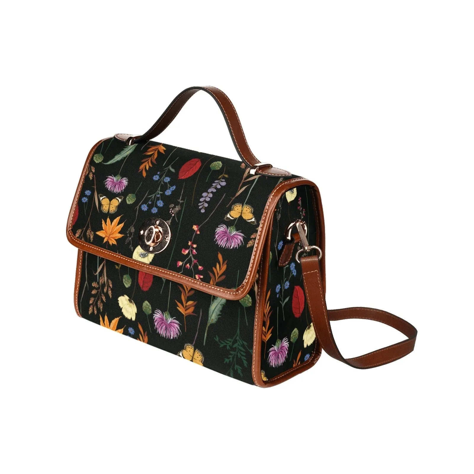 Witch Canvas Satchel bag, Dark Faecore Witchcore Cross Body purse, Canvas Witch Handbag, Mystical Fairy Mushrooms Boho Purse