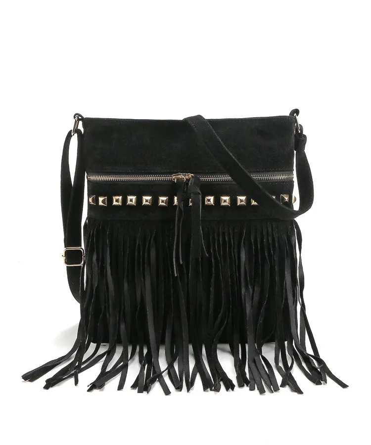Women's Charming Fashion Suede Rivet Tassel Bags
