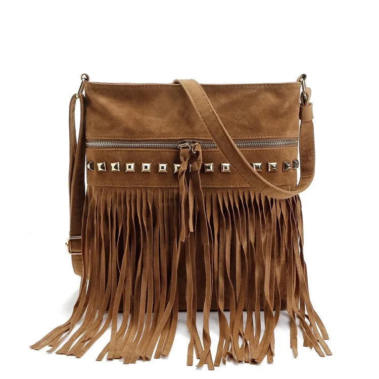 Women's Charming Fashion Suede Rivet Tassel Bags